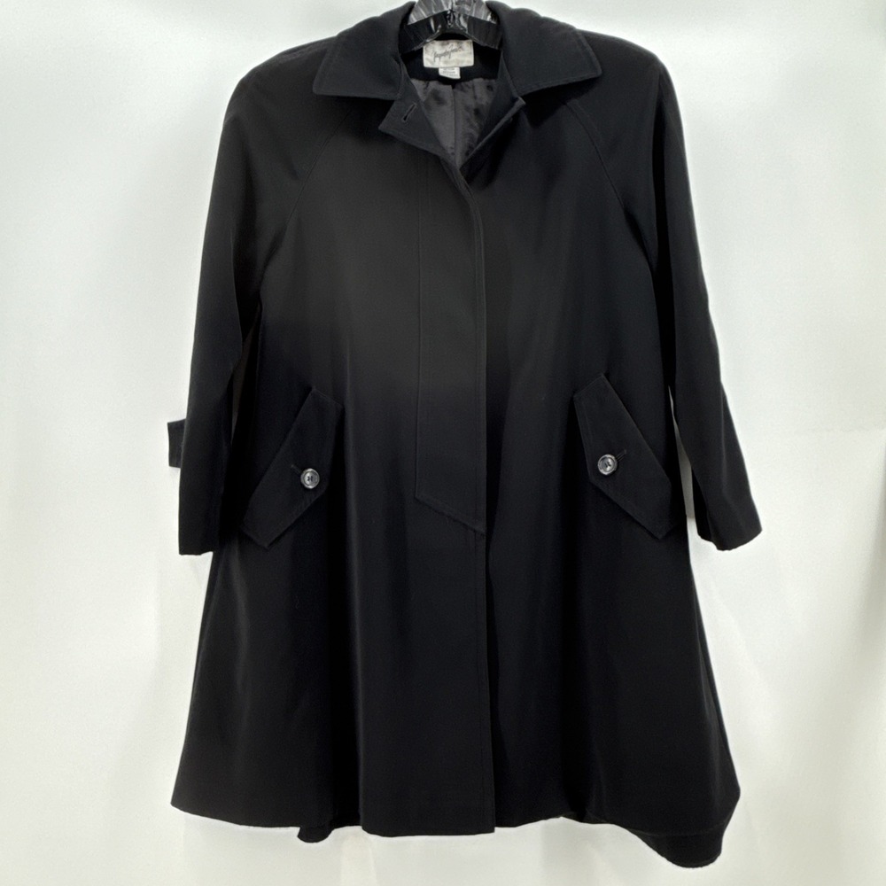 Tailored Dress Coat Jacqueline Ferrar Black Button Front Pocket Trench Medium